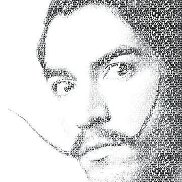 Student project work, digital portrait of man with mustache