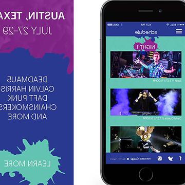 Online portfolio page with mobile mockups for music festival